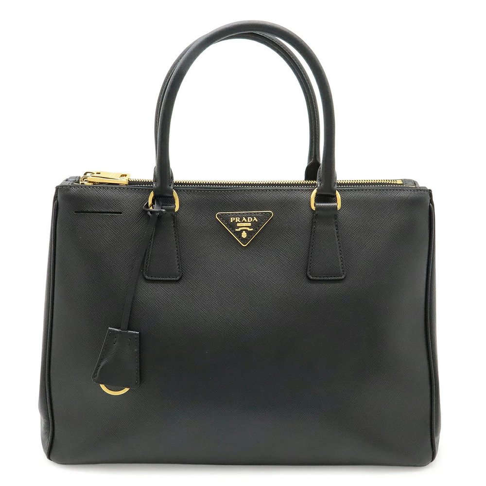Prada Galleria Saffiano Handbag Tote Bag Leather Black Nero Black Shoulder Strap